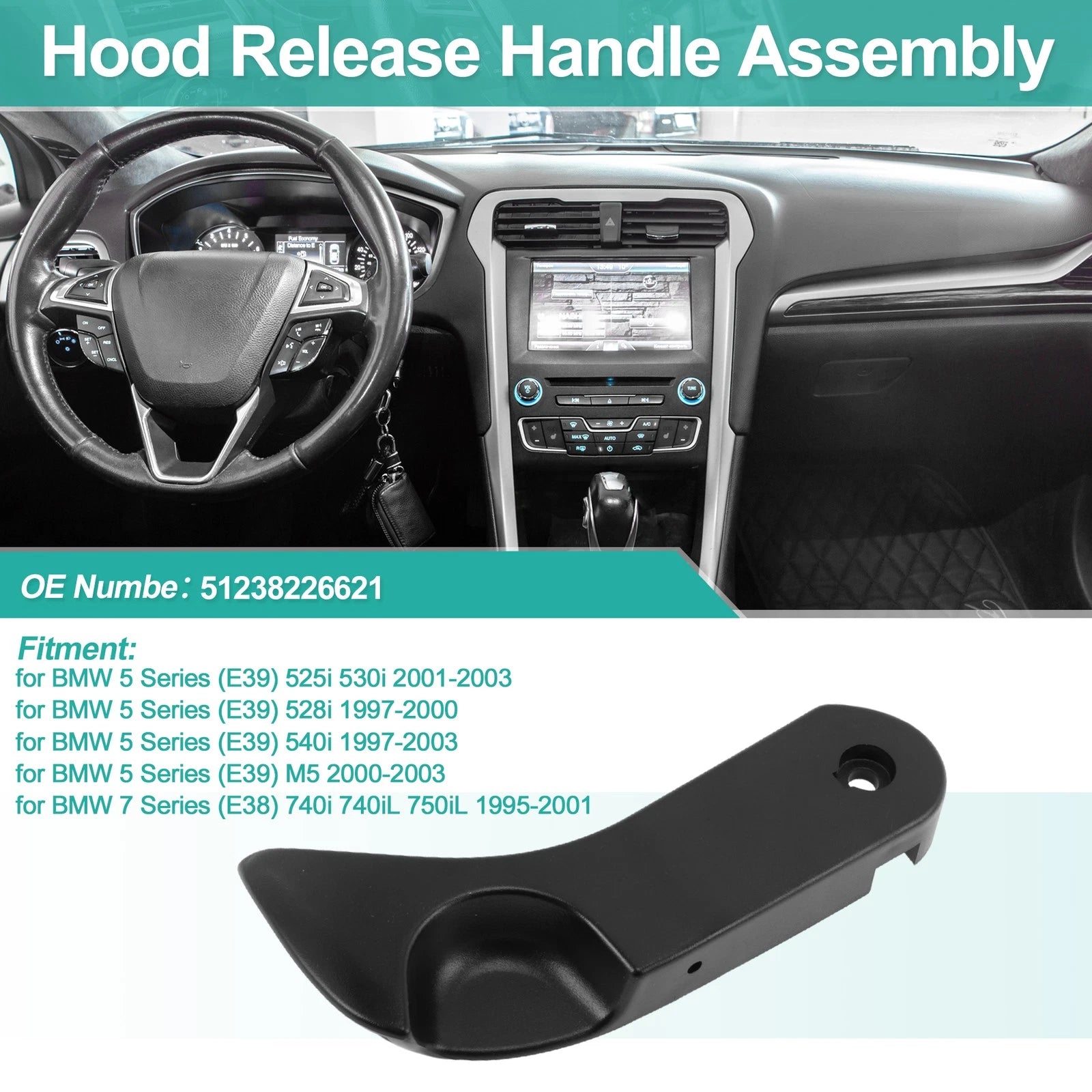 Hood Latch Release Handle Replacement for BMW 5 Series E39 525i 530i (2001–2003)