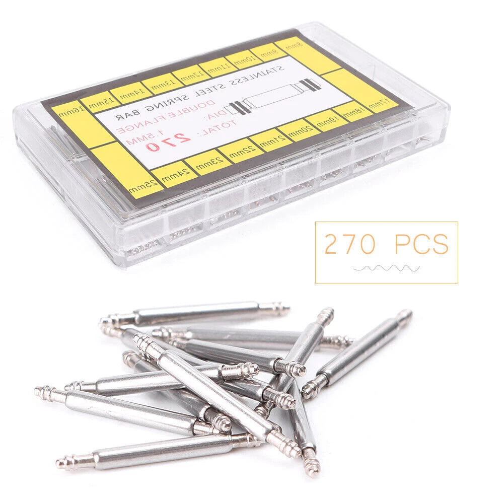 Watchmaker Repair Tools Set of 270 Spring Bars Link Pins 8-25mm