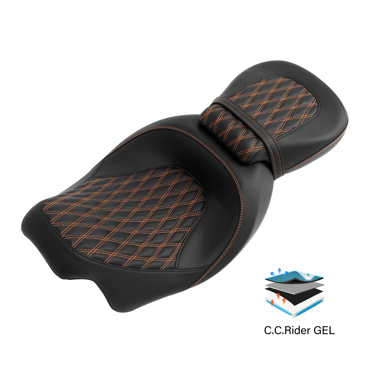 Gel Seats for Harley CVO Road Glide (2009–2023) Black/Orange