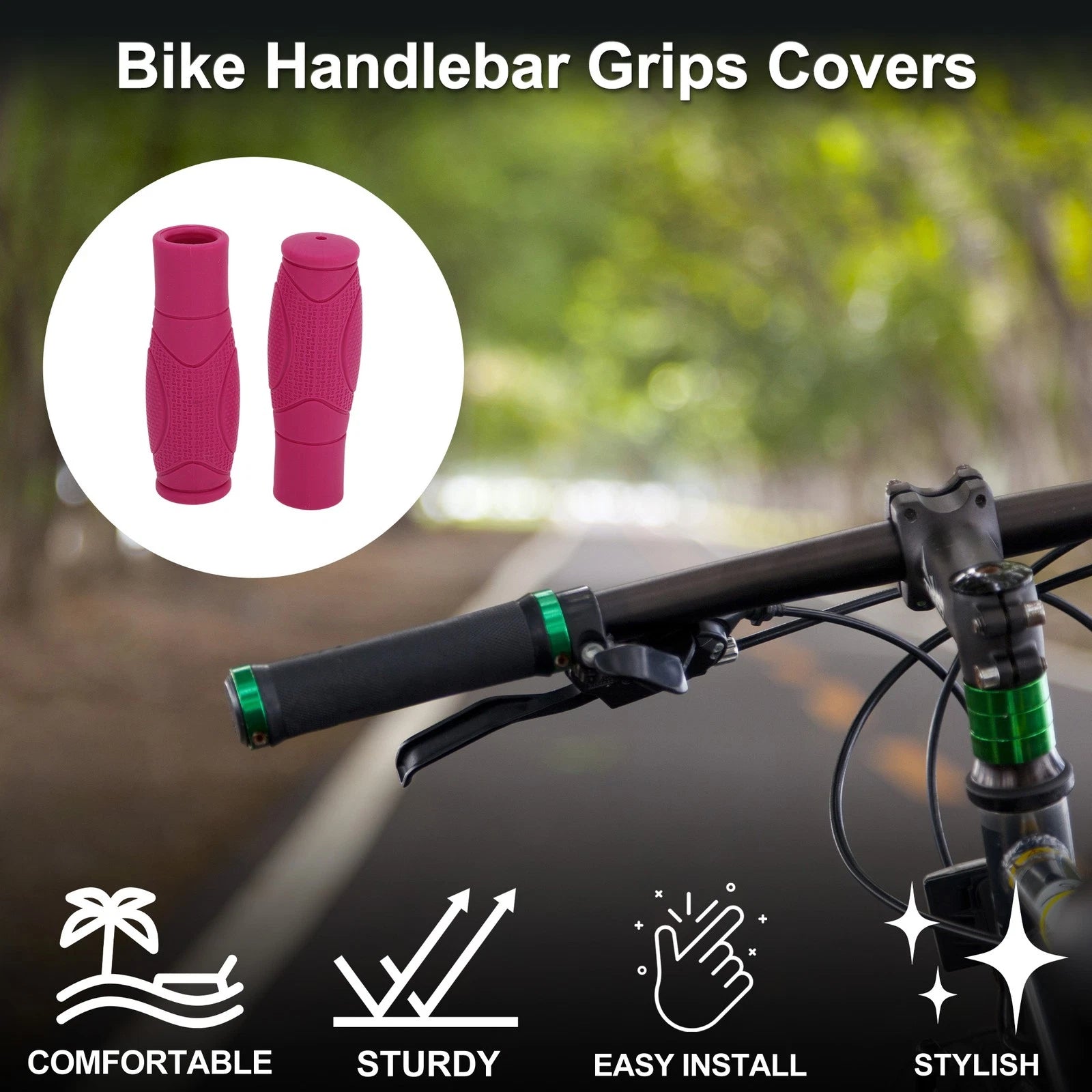 Bike Handlebar Grip Covers 125mm Lightweight MTB End Grips Protector Pink 1 Pair