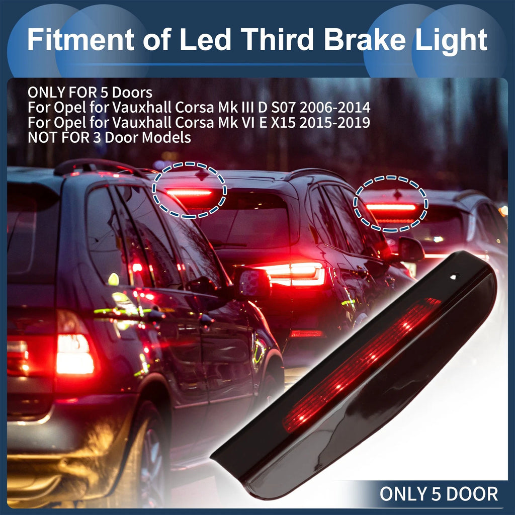 LED Third Brake Light for Opel Vauxhall Corsa D (2006–2014) Red Housing