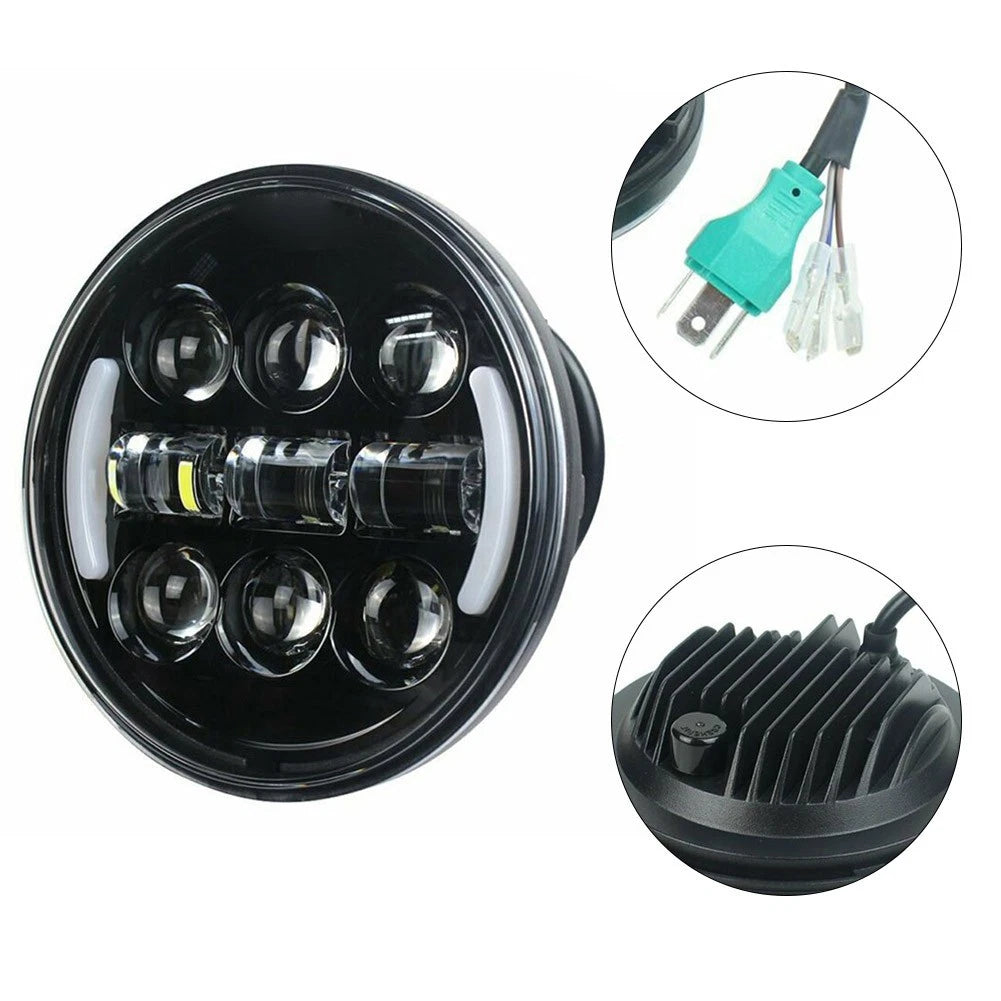 Round Shape Motorcycle 5 75In LED Headlight Amber Turn Signals Easy to Install