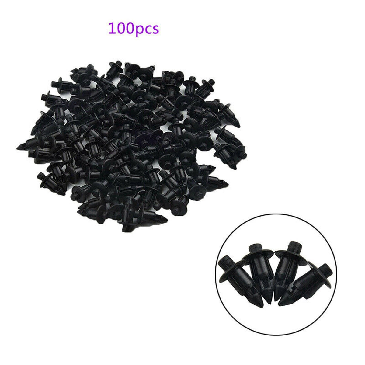 100 Pcs 6mm Plastic Rivets Fasteners Clips for Auto Car Fender Bumper