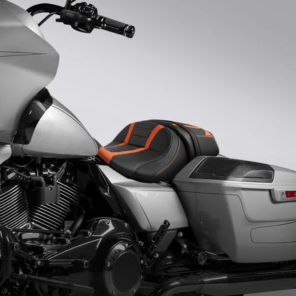 Black Orange Driver & Passenger Seats for Harley CVO Road Glide (2023–2025)