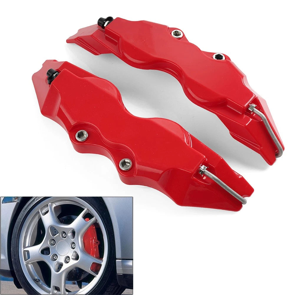 2X 3D Style Red Disc Brake Caliper Covers for Universal Fit (All Years)