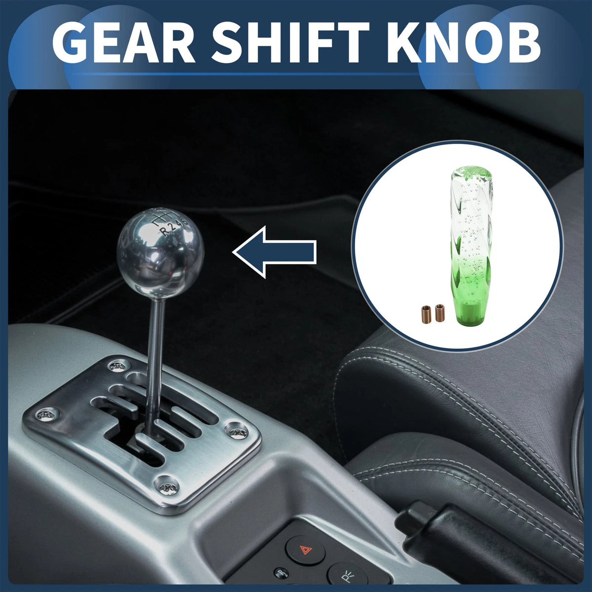Shift Knob Set of 1 for Universal Vehicles (20cm, Acrylic Clear Green)