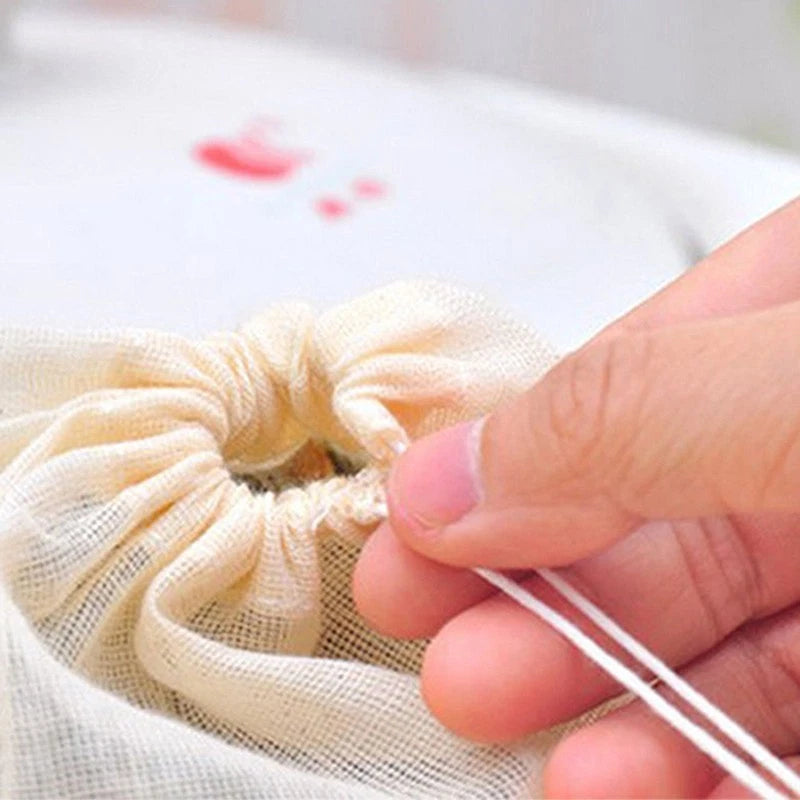 10pcs Cotton Drawstring Spice Filter Bags for Cooking and Tea