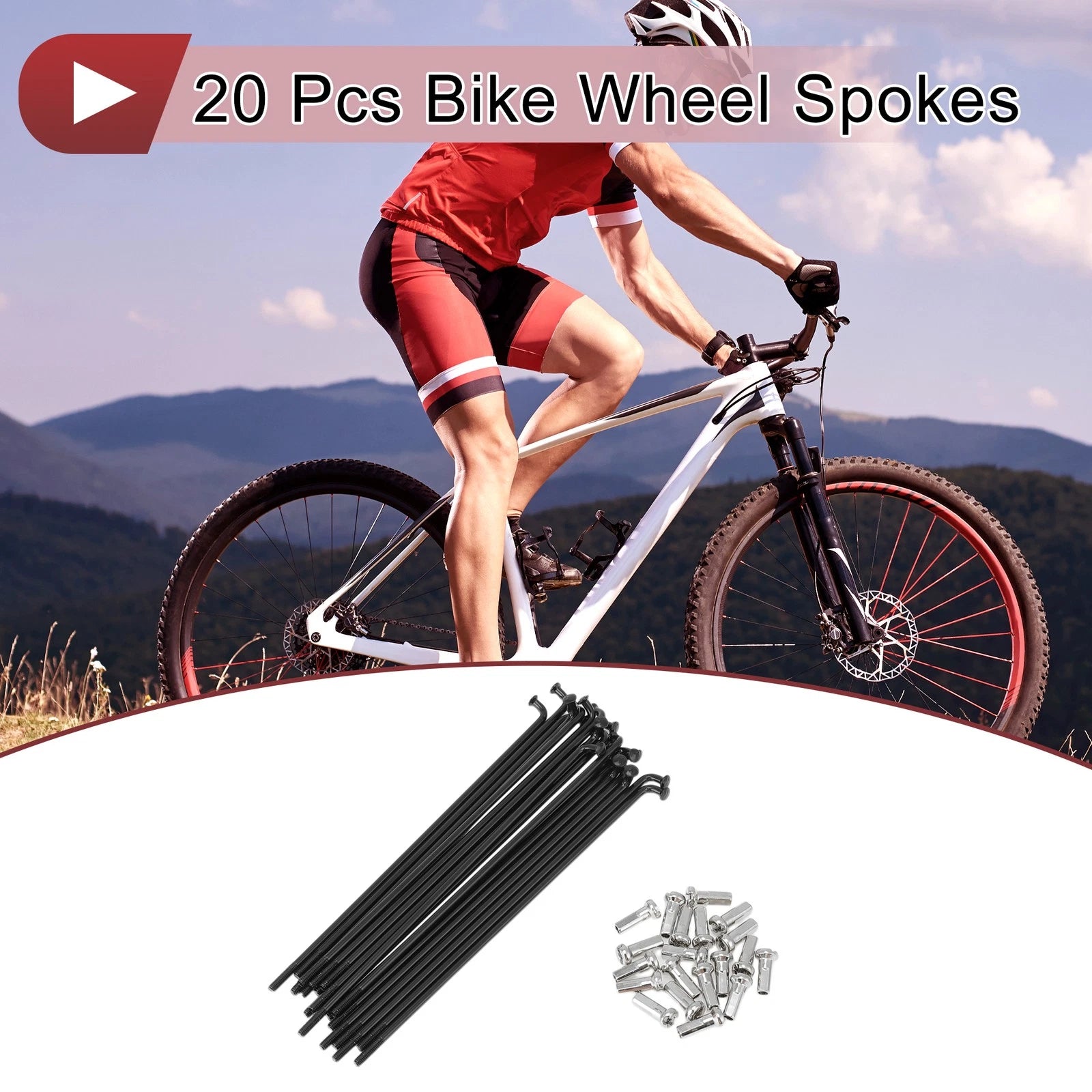 Bicycle Spokes Set 112mm 304 Stainless Steel for 13G Wheels (20-Pack)