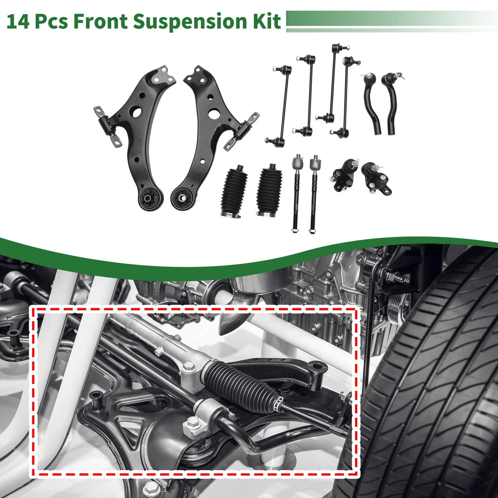 14 Pc Front Lower Control Arms Replacement for Toyota Camry (2007–2011)