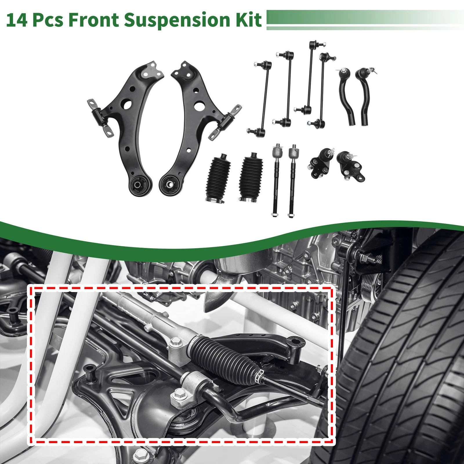 14 Pc Front Lower Control Arms Replacement for Toyota Camry (2007–2011)