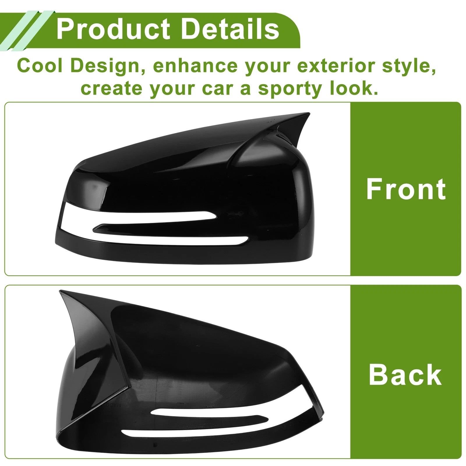 Mirror Cover Cap Pair Replacement Gloss Black for Mercedes-Benz A-Class W176 (2013–2019)