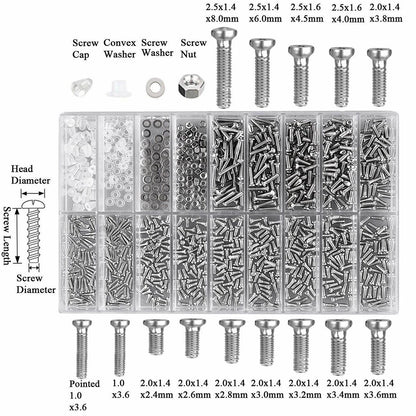 1000pcs Sunglasses and Eyewear Repair Kit with Assorted Screws