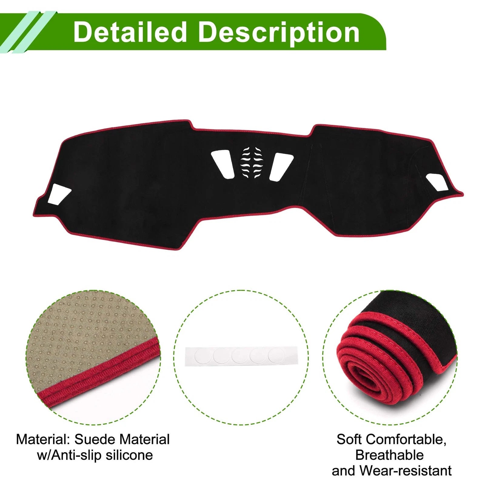 Dash Cover Mat Sun Protector for BMW 4 Series 2021-2024 Black Red Pad