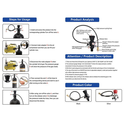 1 PC Pumps Adapter for Dual Gauge Charging Valve (6000psi, 7/8-14 UNF)