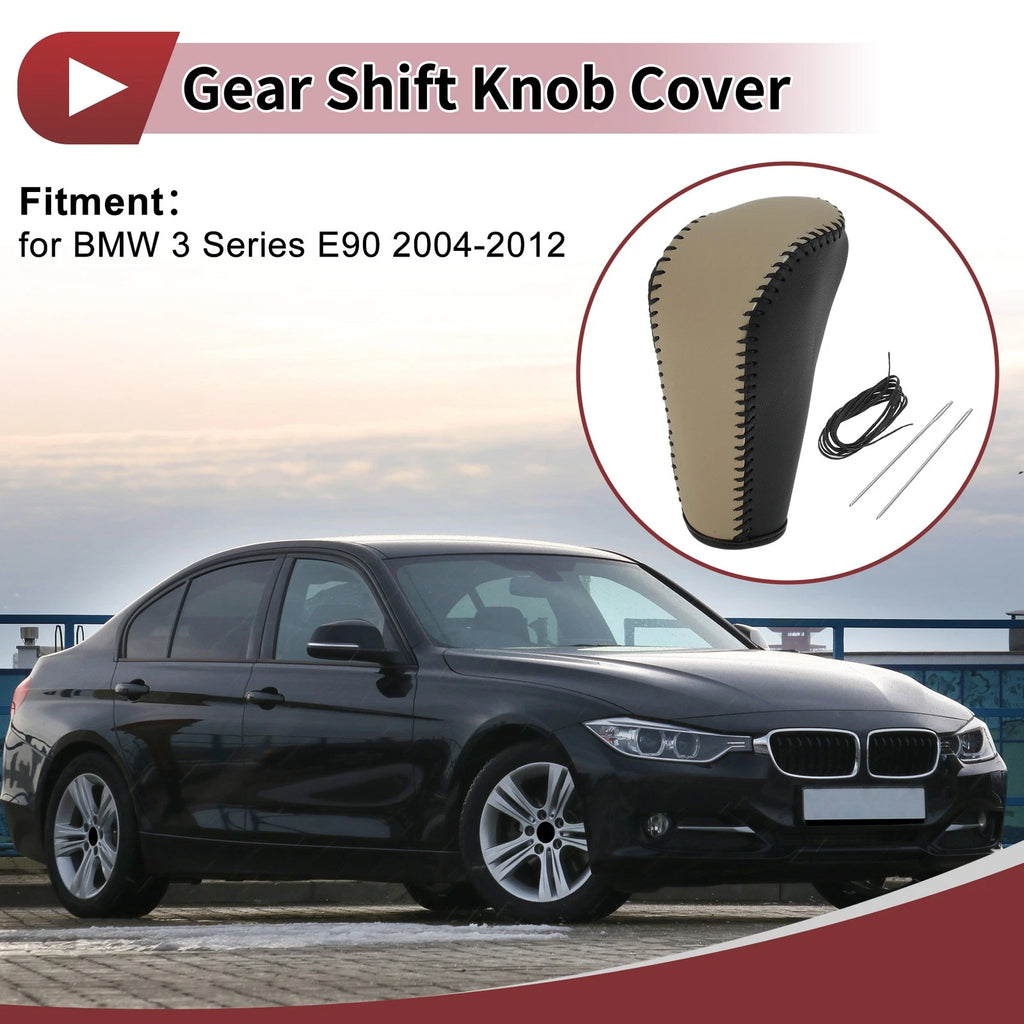 Gear Shift Knob Cover Replacement for BMW 3 Series E90 (2004–2012 Beige Black)
