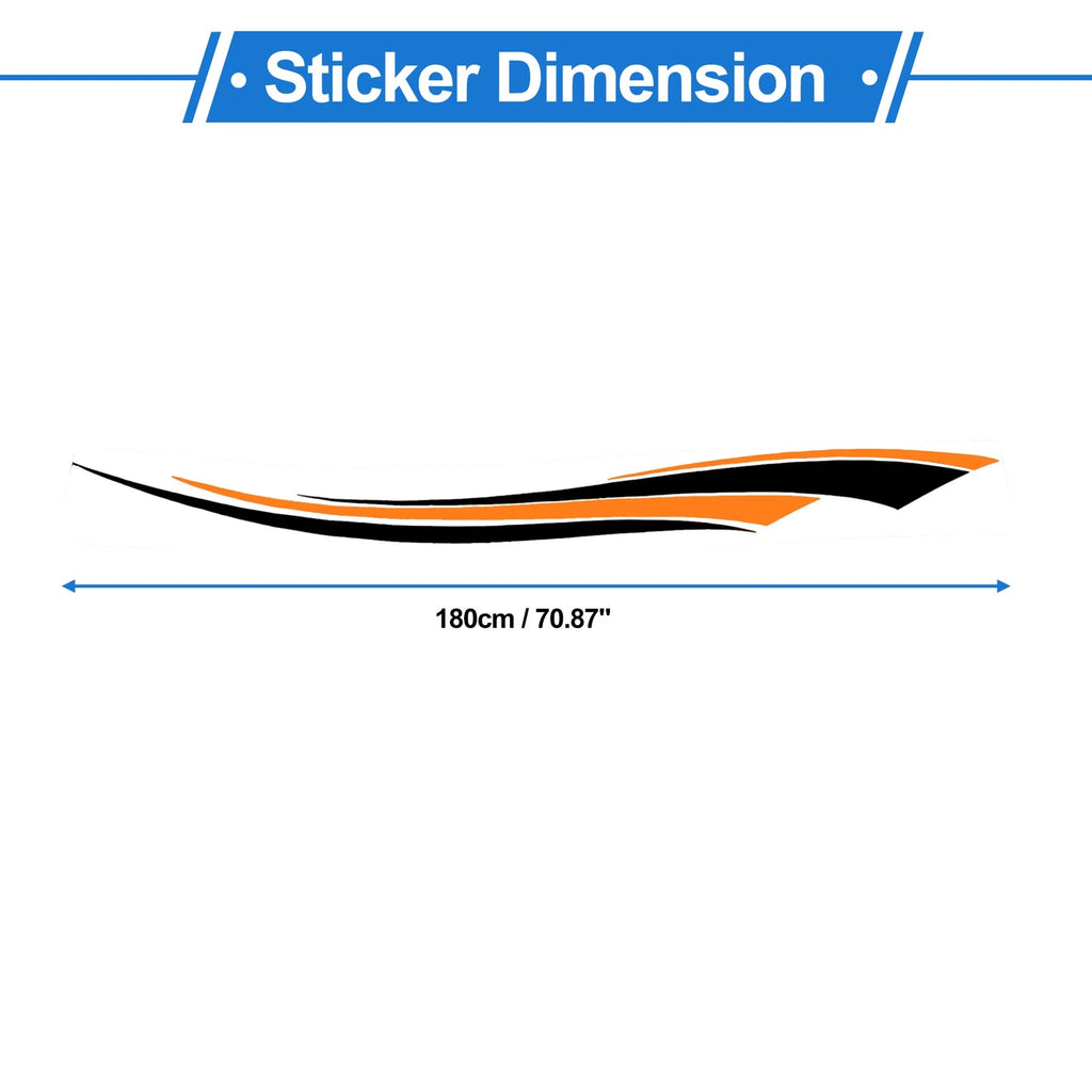 1 Pair Four-Wave Stripes Pattern Car Bumper Sticker Decal for Universal (180cm)