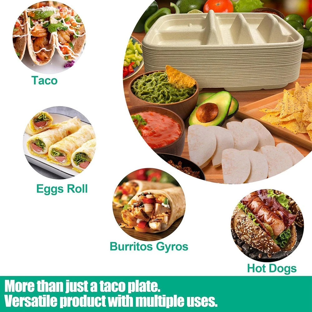 25 Pcs Taco Plates with Dividers