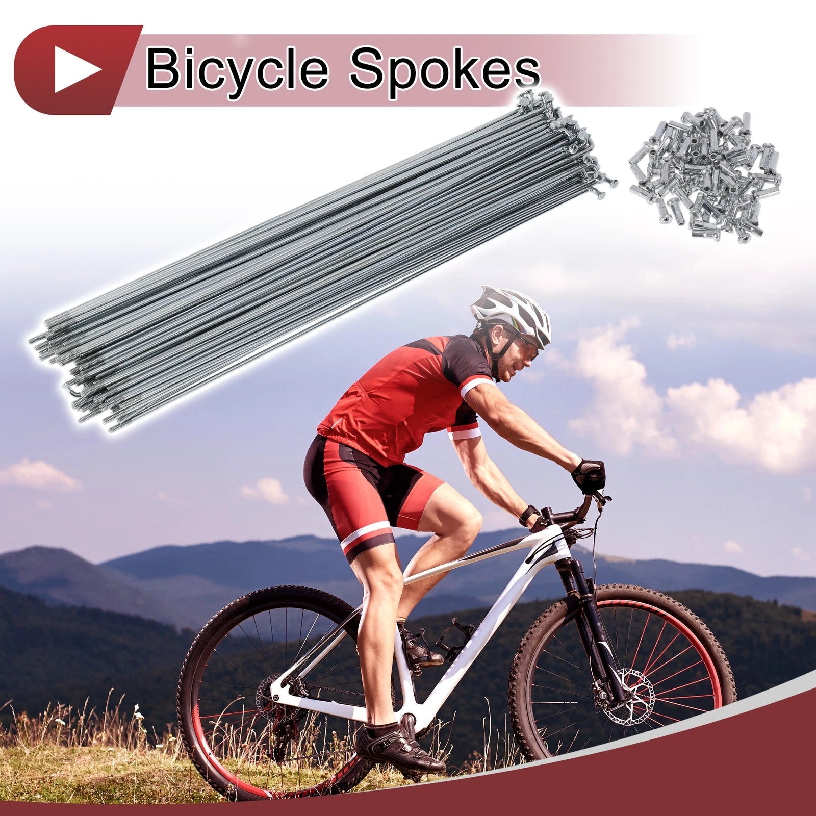 Bicycle Spokes Set 210mm Carbon Steel Galvanized for 14G Wheel (72-Pack)