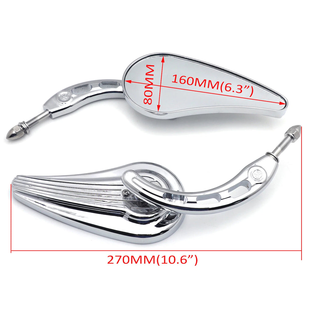 Chrome Raindrop Side Mirrors for Harley Softail (2018–2023)