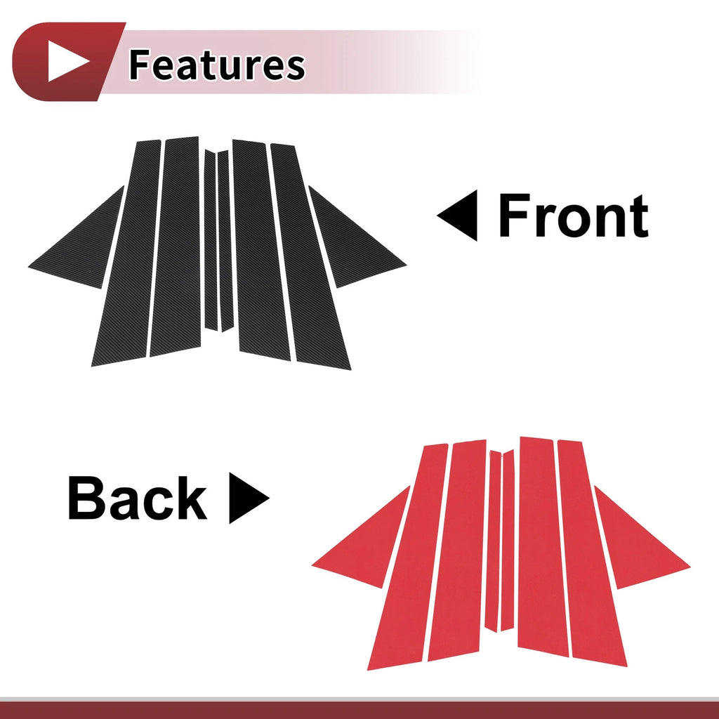 Door Pillar Window Trim Front Rear Left Right for Mazda 3 Hatchback (8 Pcs)