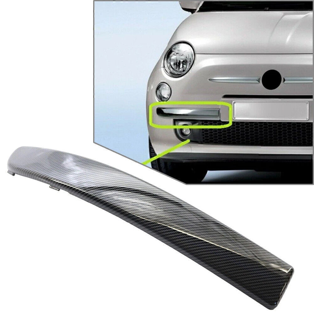 Carbon Fiber Front Right Side Bumper Molding Trim for Fiat 500 (2007–2015)