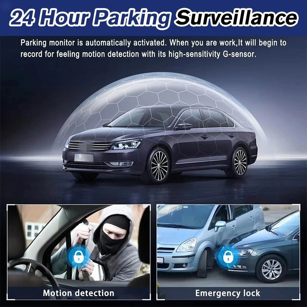 360° 4 Channel Dash Cam for Universal Vehicles (1080P, Loop Recording, 64GB SD)