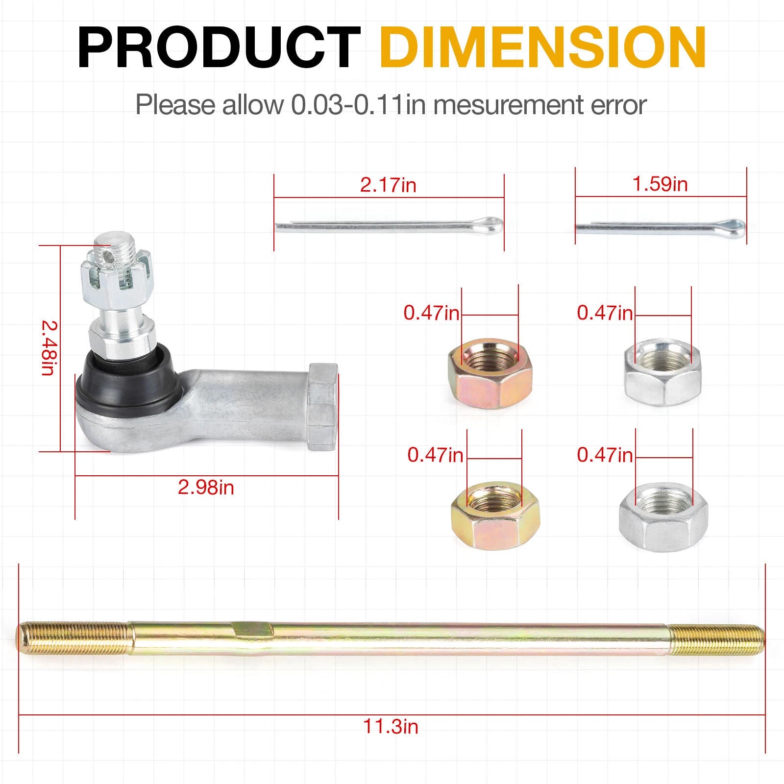 Set of 2 Tie Rod Ends for Honda Rancher 350 TRX350 (2000–2006)