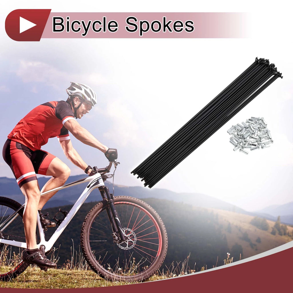 Bicycle Spoke Set 250mm Carbon Steel Black for 14G Wheel (38 Pack)
