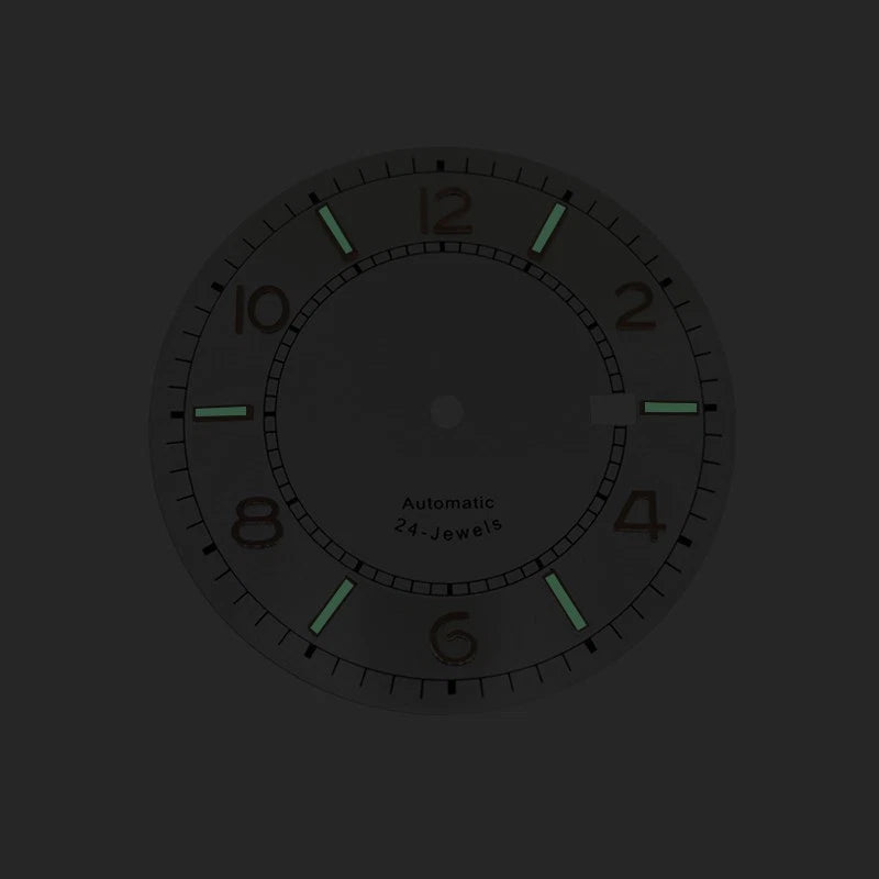 Watch Dial Plate for NH35 Movement (36.5mm, Steel, Green Luminous)