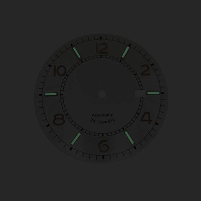 Watch Dial Plate for NH35 Movement (36.5mm, Steel, Green Luminous)