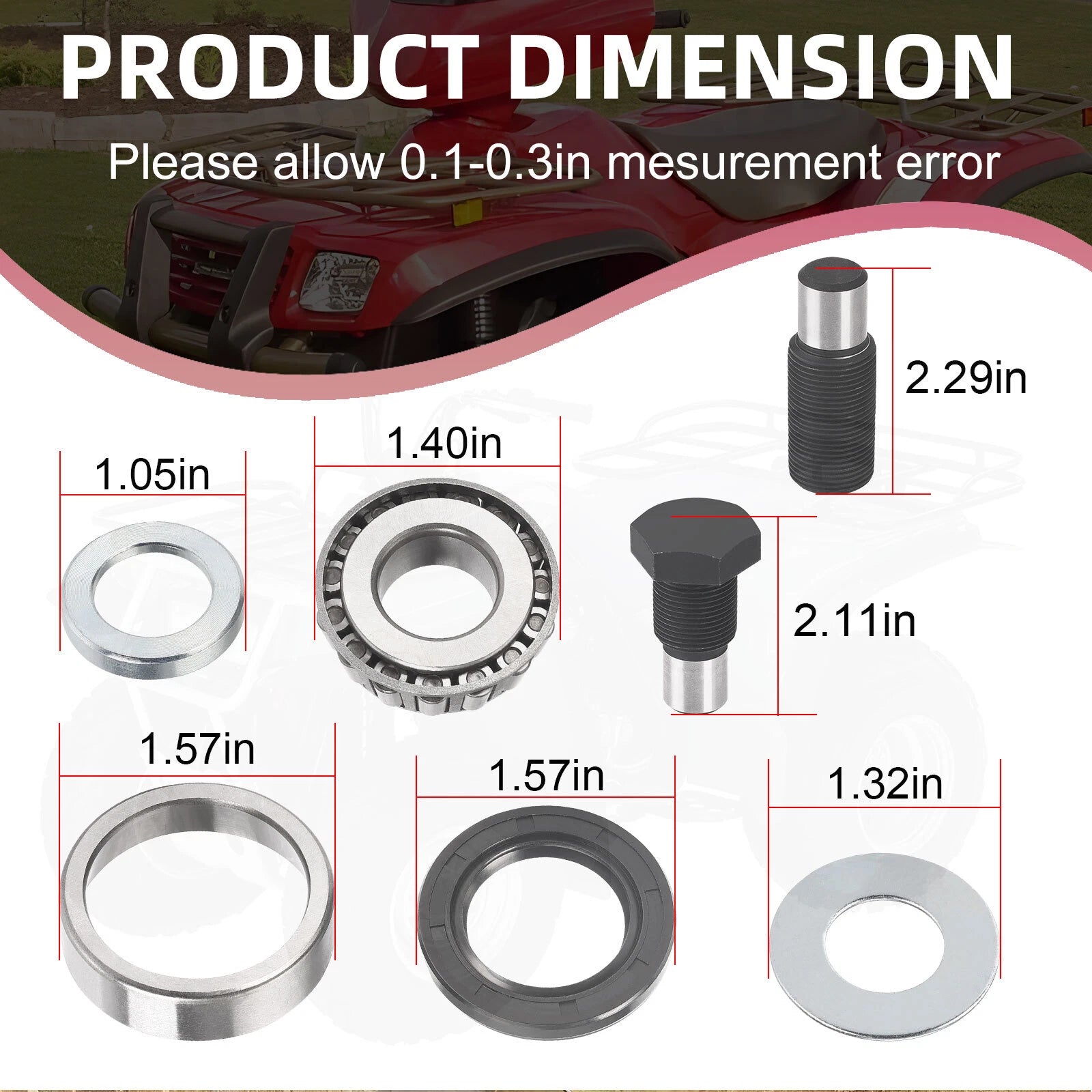 Swing Arm Bearing Seal Shaft for Kawasaki KFX700 (2004–2009) 92152-1356 92049-1030