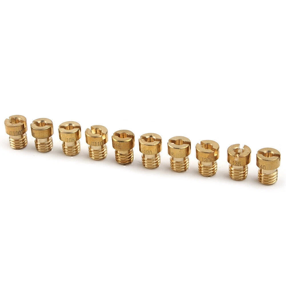 10 Pcs M5 Thread Motorcycle Main Jet Kit Carburetor 100-140 Size Injector Nozzle