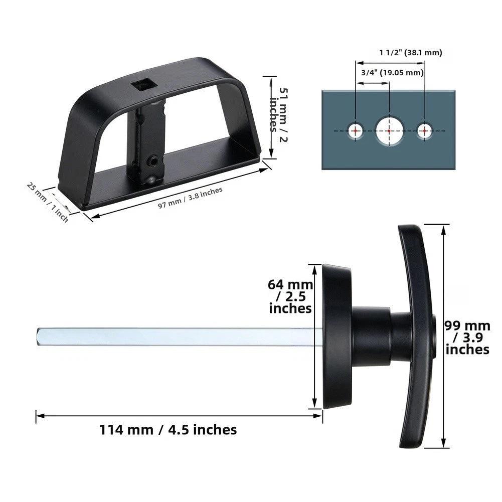 Zinc Alloy Adjustable T Handle Lock Set for Shed Barn For Storage Doors Black