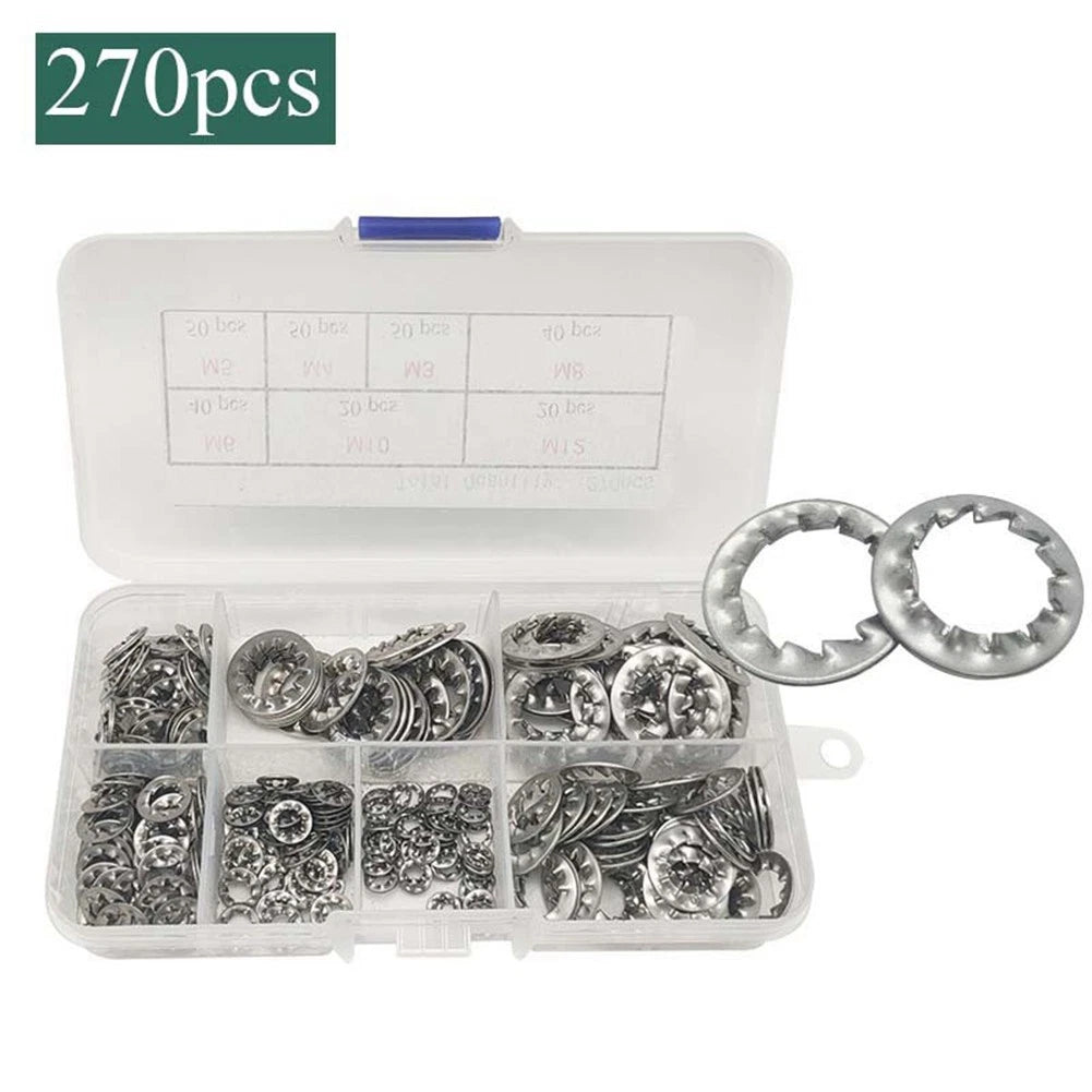 270Pcs Stainless Steel Internal Tooth Washers for Secure Fastening Solutions