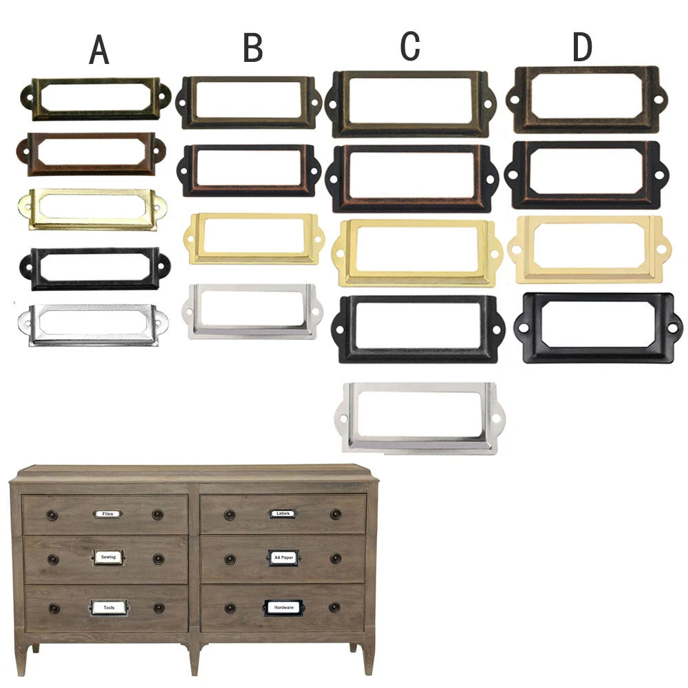 12pc Metal Drawer Label Tag Pull Handle for File Cabinet