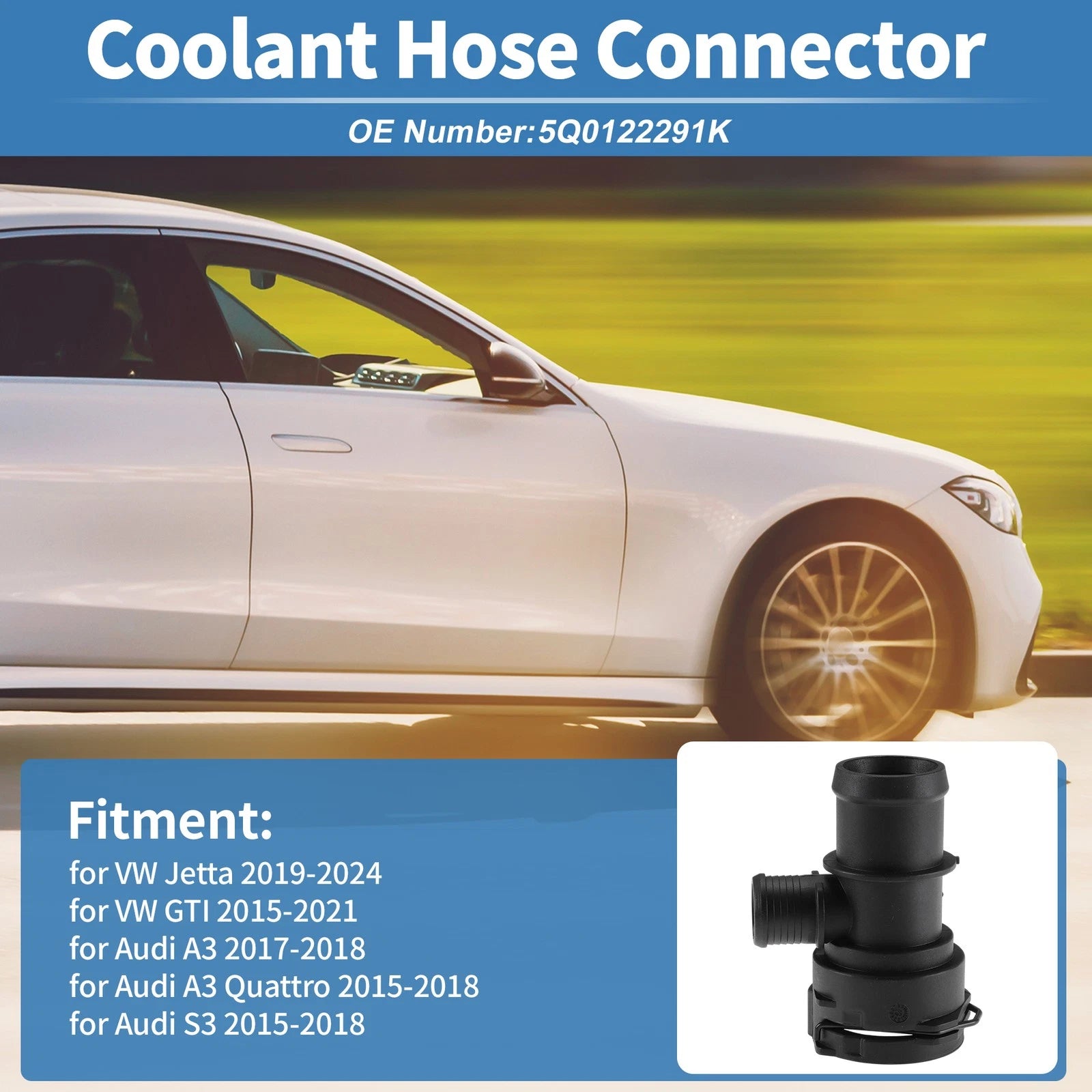Engine Coolant Hose Connector Replacement for VW Jetta 2019–2024 Plastic
