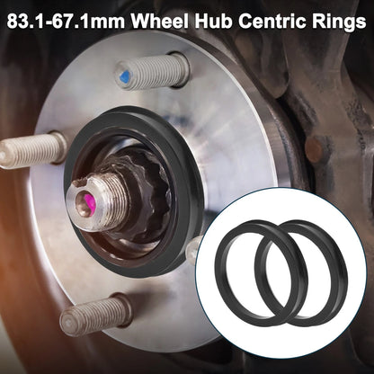 2X Wheel Hub Centric Rings for Car (OD 83.1mm ID 67.1mm Black Polycarbonate)