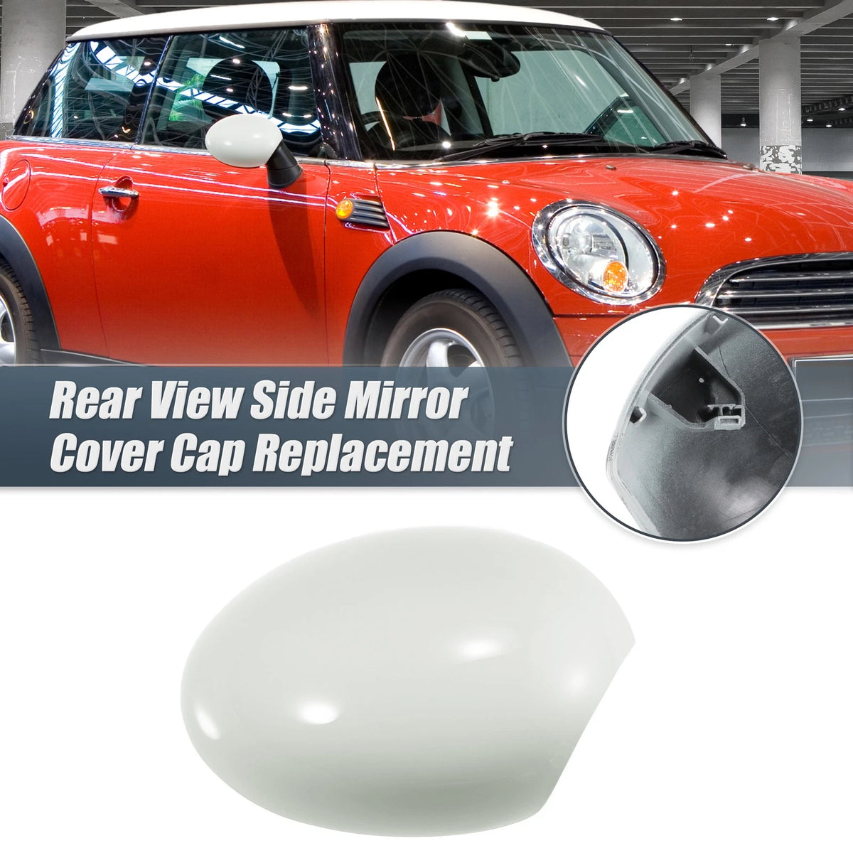 Right Side Mirror Cover Replacement in White for BMW Mini Clubman R55 (2010–2014)