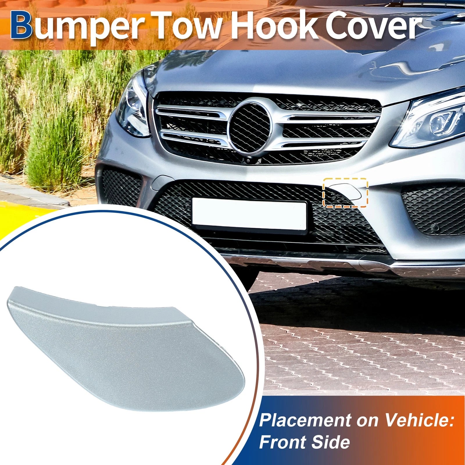 Front Car Bumper Tow Hook Cover Replacement for Mercedes-Benz GLE (2016–2023)