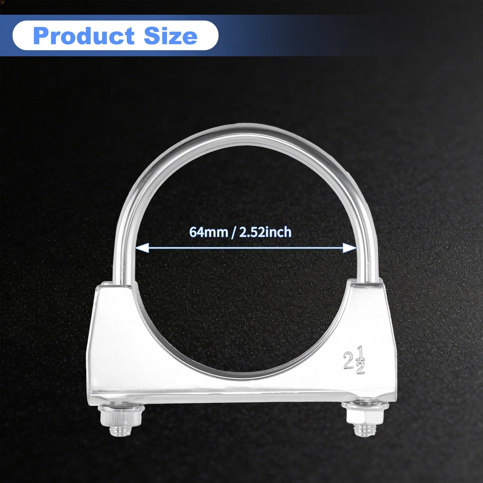 2.52" U Bolt Muffler Exhaust Clamp for Universal Applications (1 pcs)