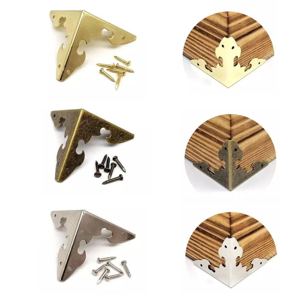 4/12pcs Antique Wooden Jewelry Box Corner Protector Wine Chest Gift Box Covers
