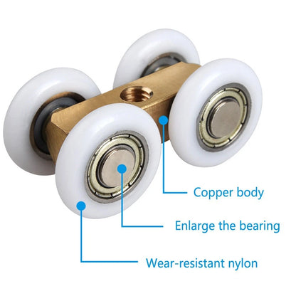 Smooth Glide Shower Room Rolling Pulley Wheels with Copper Construction