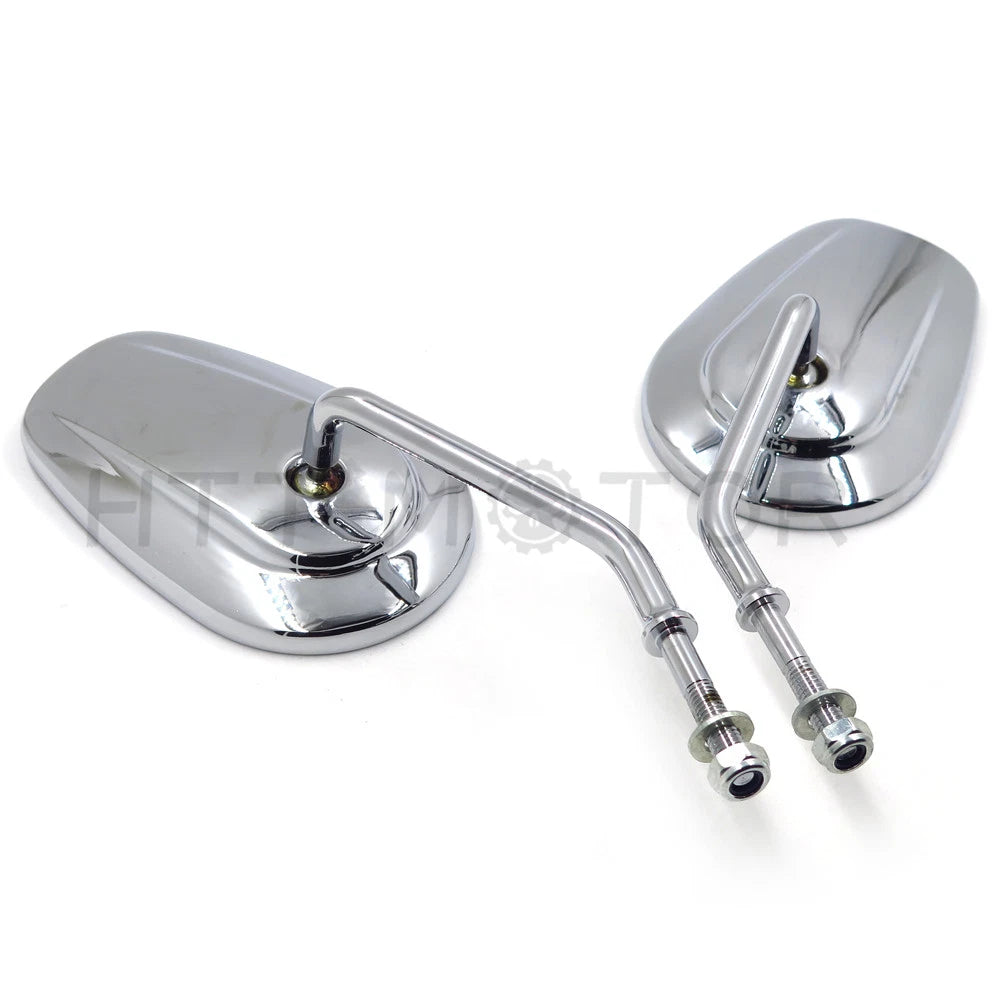 Chrome Rearview Side Mirrors for Harley Davidson FLSTC FXDB DYNA FXDF FLSTF (8mm)