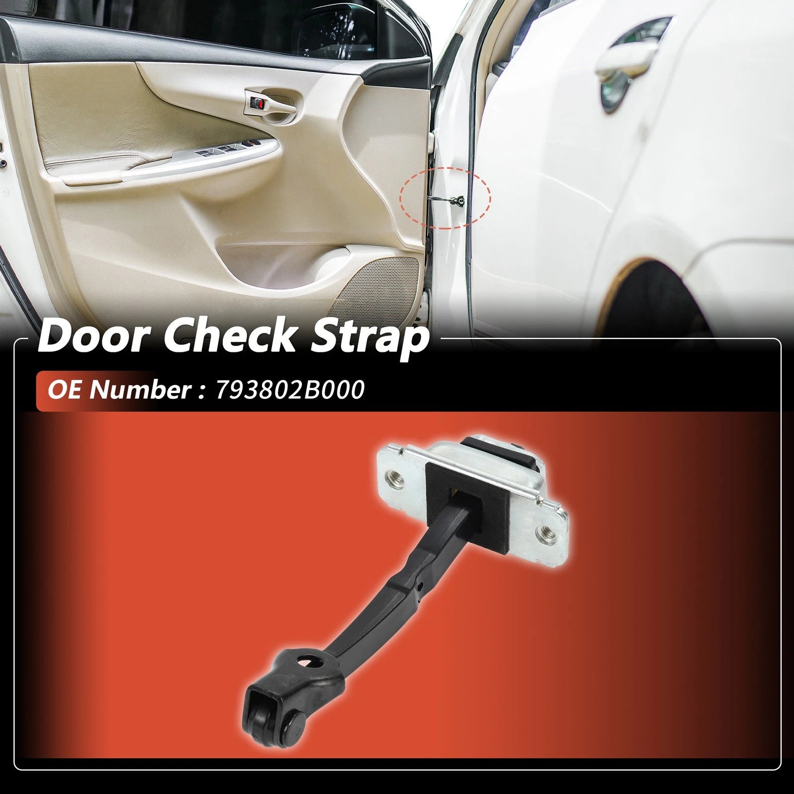 Door Check Strap Front Left Replacement for Hyundai Santa Fe (2006–2012)