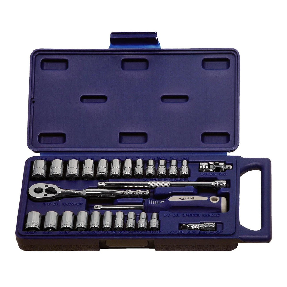 27-Piece 1/4" Drive Metric/SAE 6-Point Socket Set for Automotive