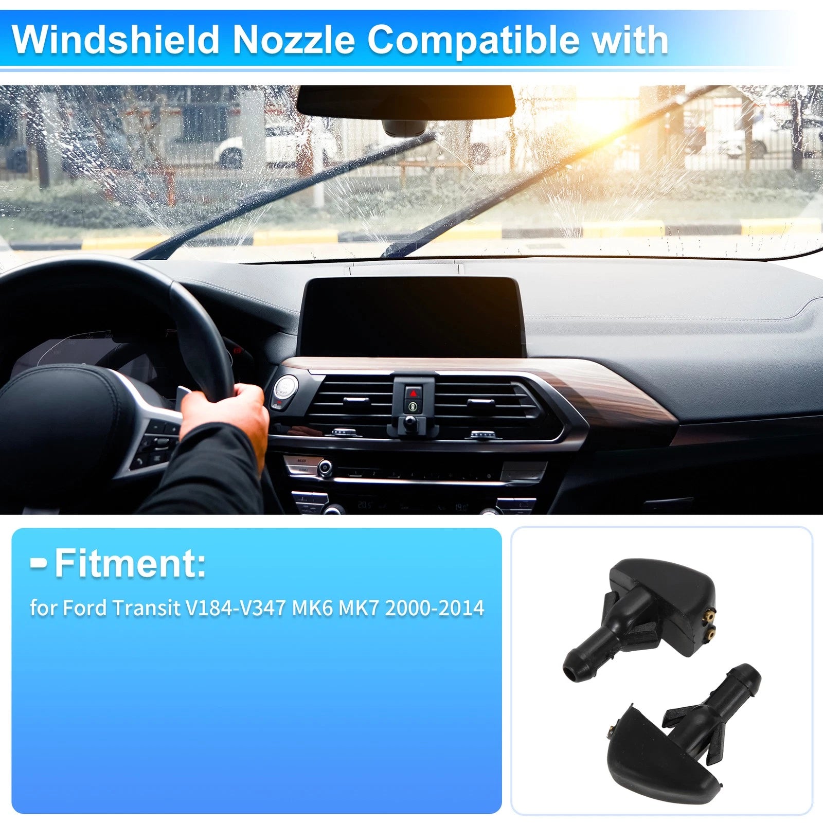 Windshield Washer Nozzle for Ford Transit V184-V347 (2000–2014) 2X No. 4132664