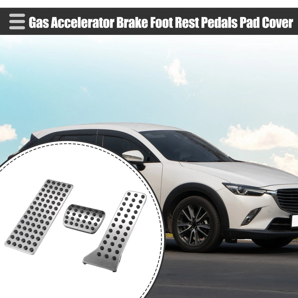 Gas Accelerator Brake Foot Rest Pedal Covers Set for Mazda CX-3 (2016–2019)