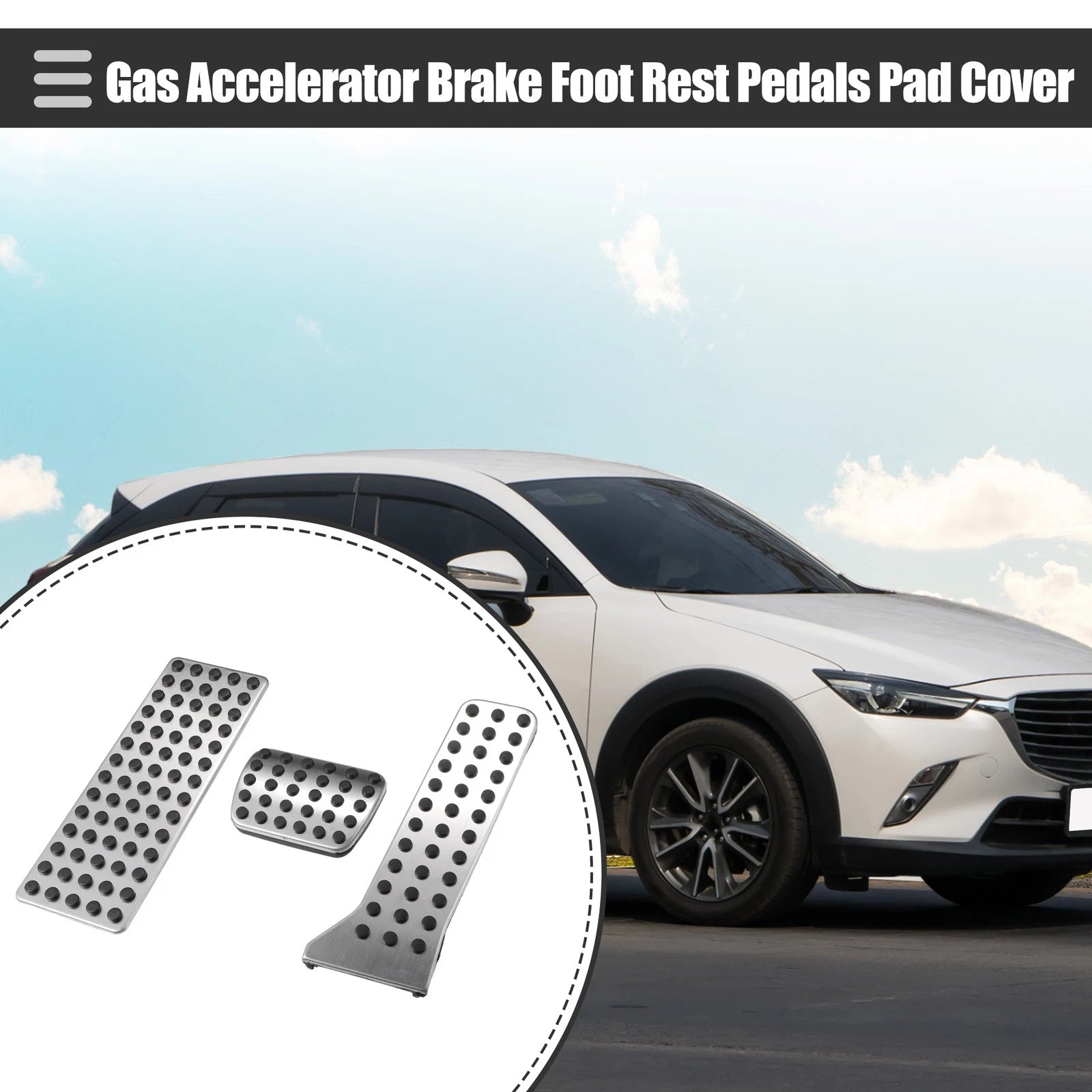 Gas Accelerator Brake Foot Rest Pedal Covers Set for Mazda CX-3 (2016–2019)
