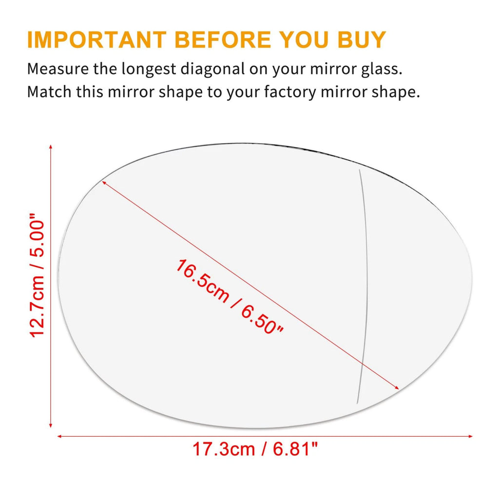 Heated Side Mirror Glass with Backing Plate Right for Mini Cooper (2014–2020)