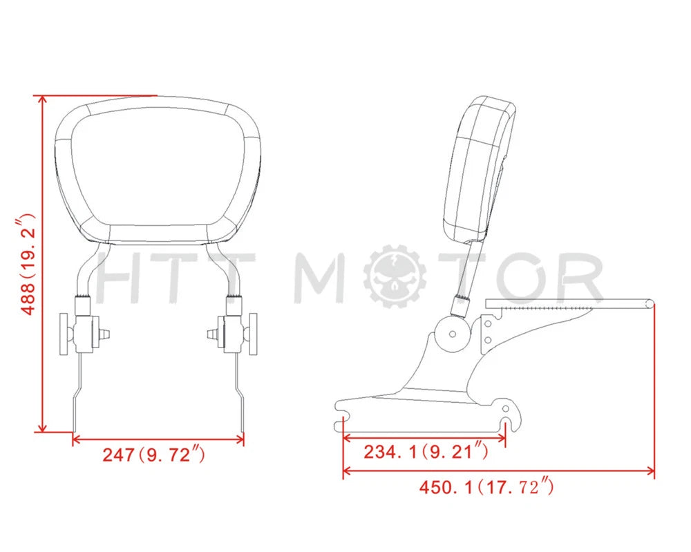 Adjustable Backrest Sissy Bar Luggage Rack for Harley Softail (2000–2005)